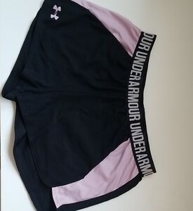 Under Armour Women's Black and Pink Shorts